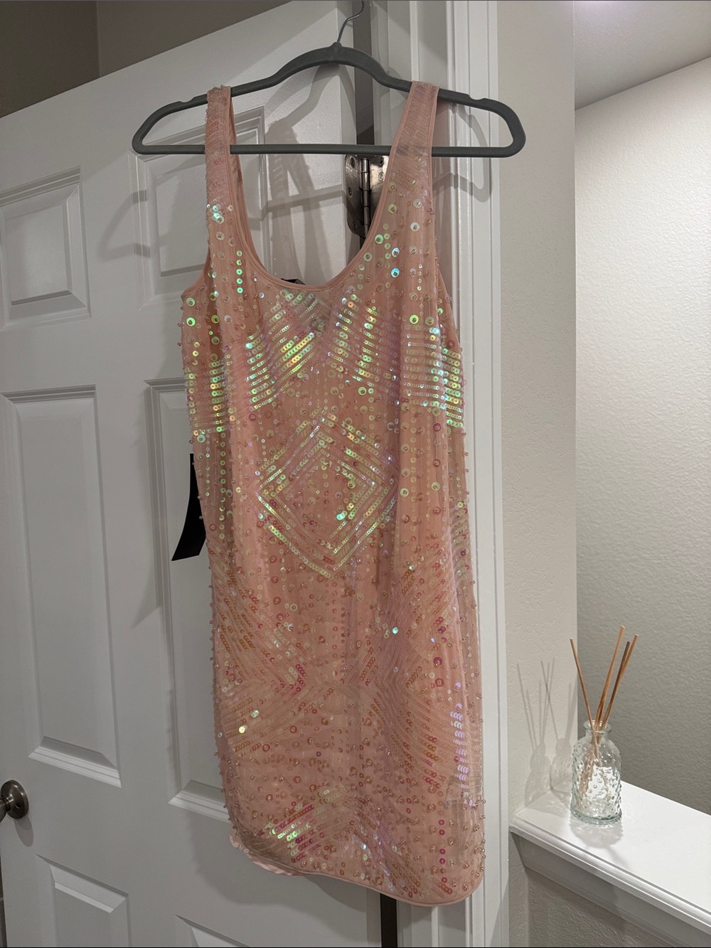 bebe Pink Sequin Mini Dress with Slip Underneath